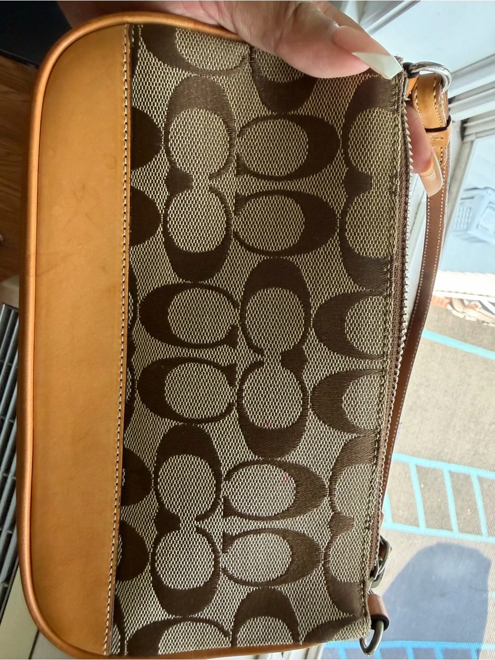 Vintage Y2K 2004 Coach 6094 Signature Jacquard Demi Shoulder Bag Tan